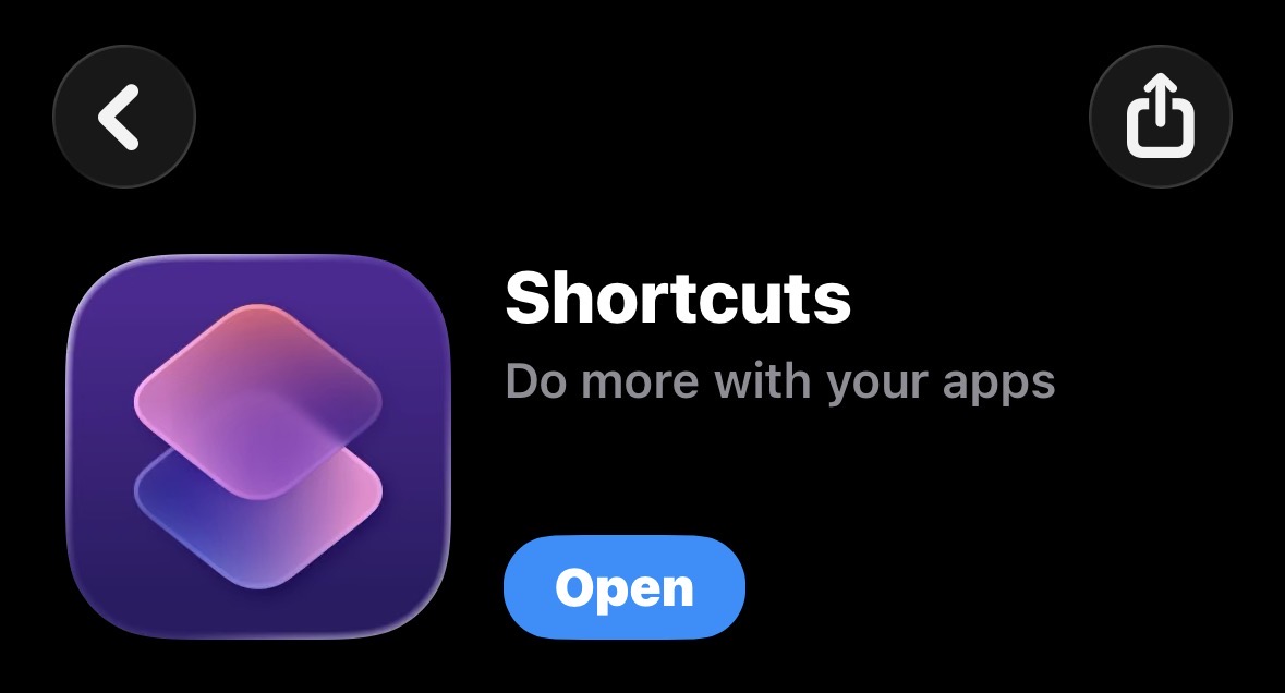 The Shortcuts app in the App Store