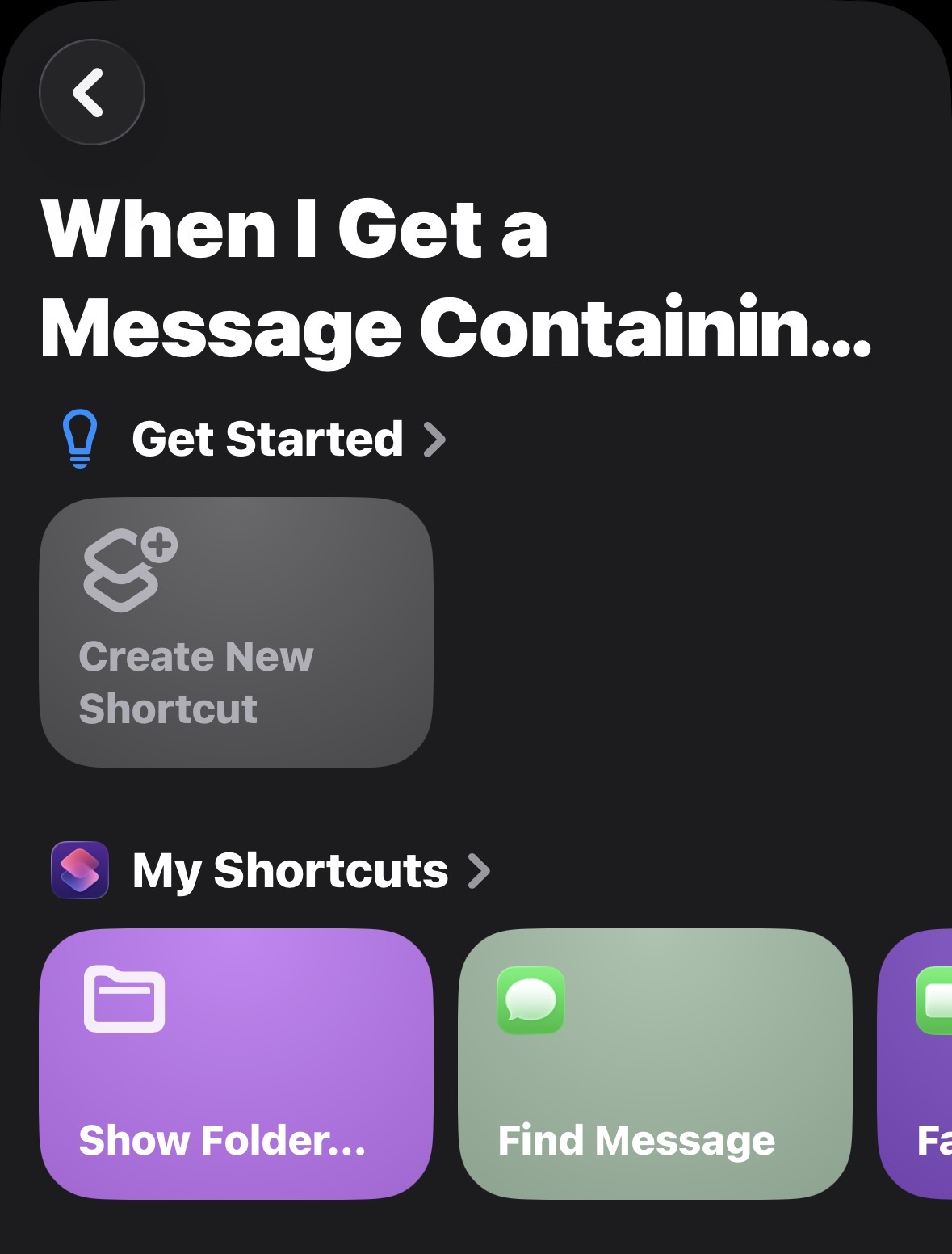 When I Get a Message Containing setup screen